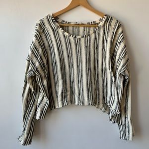 Stories Black and Cream Baja Cropped Sweater